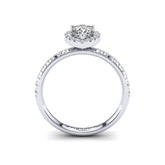 Gabriano Ivanna 3 tırnaklı tektaş yüzük; GIA-HRD sertifikalı damla pırlanta ve beyaz altın montürün yandan görünüşü